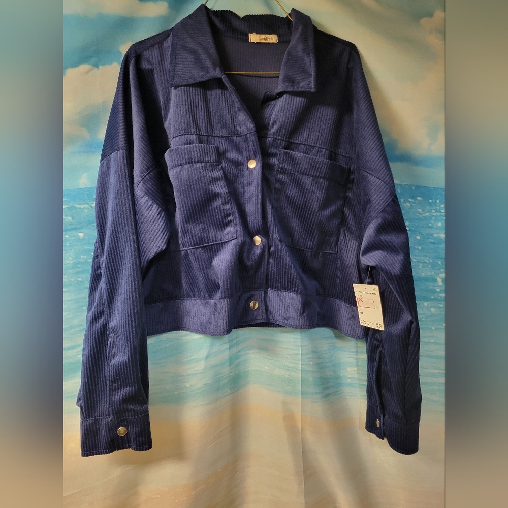 Somewhere West NWT Blue‎ Corduroy Jacket Ladies Size XL Nordstrom